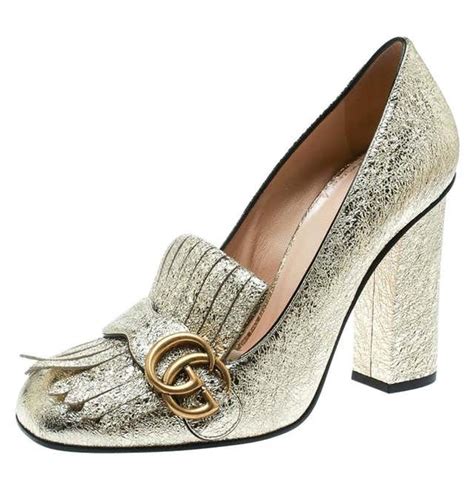 gucci shoe with gold leaf|Gucci shoes gold heel.